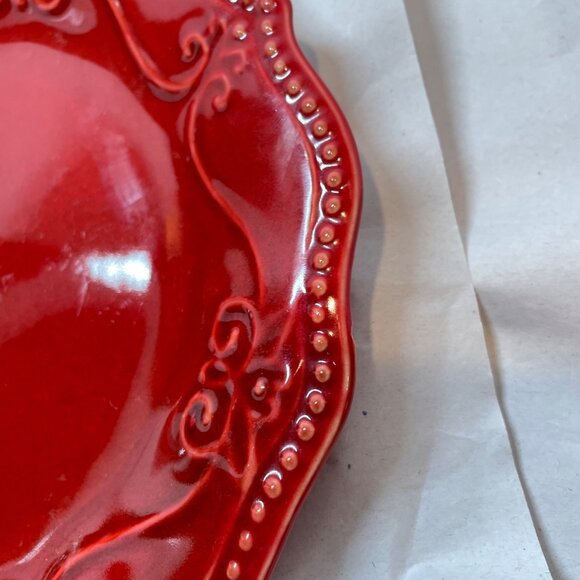 The Pioneer Woman Vintage Red Scalloped Stoneware Plates Set Of 6 Diameter 8" - Picture 9 of 9